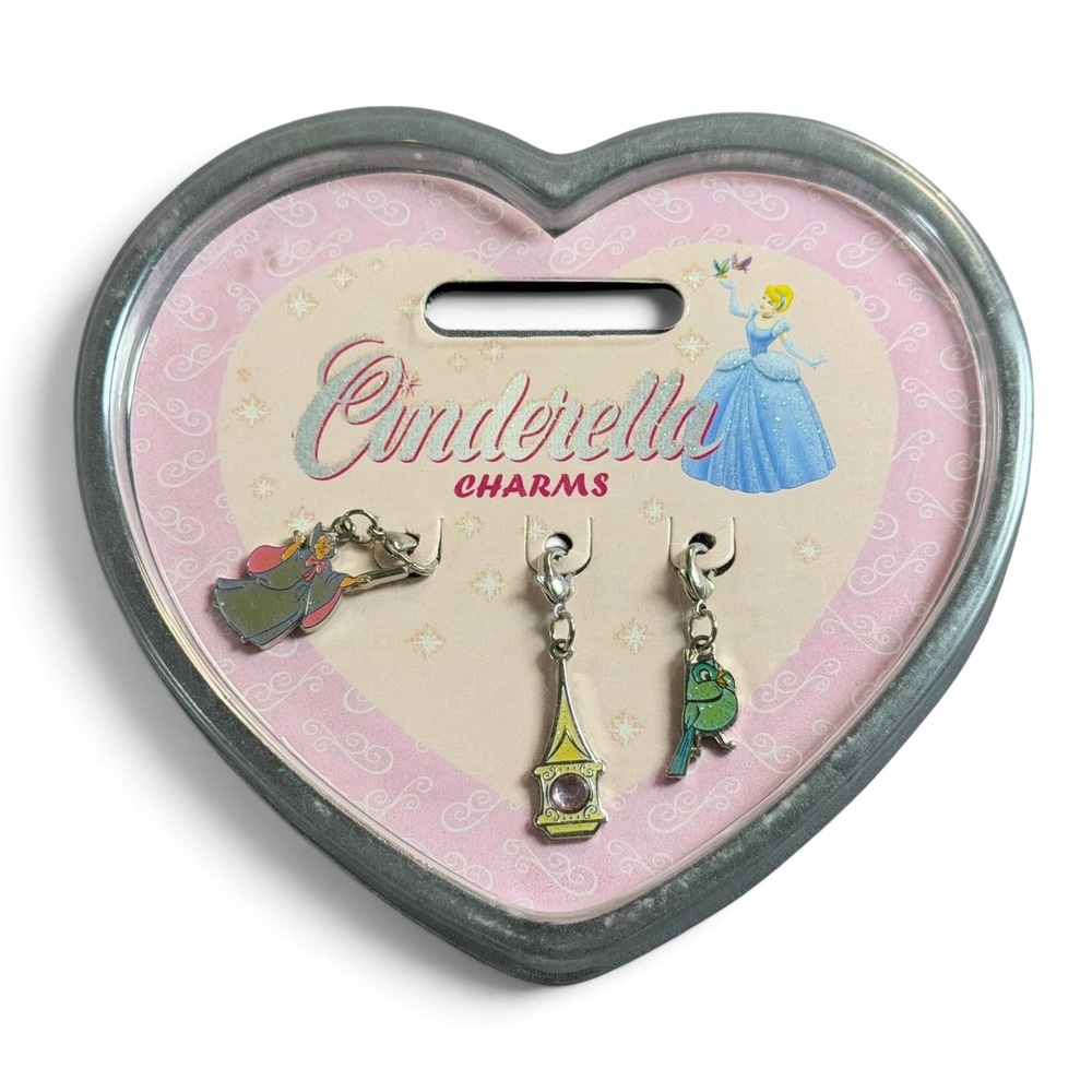 Disney Store Cinderella Charms Set Fairy Godmother Clock Tower Bird NIP